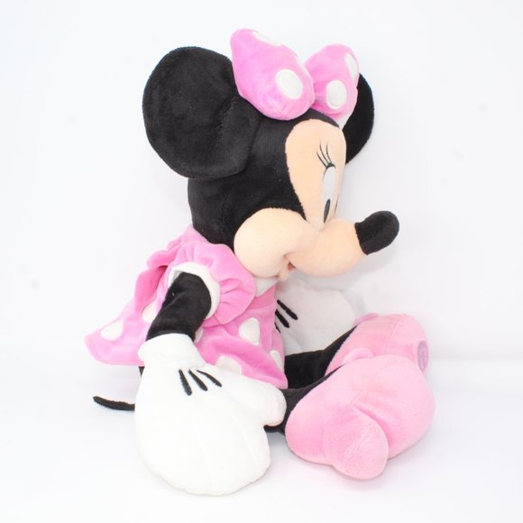 Disney Store Minnie Mouse Plush Toy Stuffed Pink Polka Dot Dress Bow 16" - Picture 3 of 6